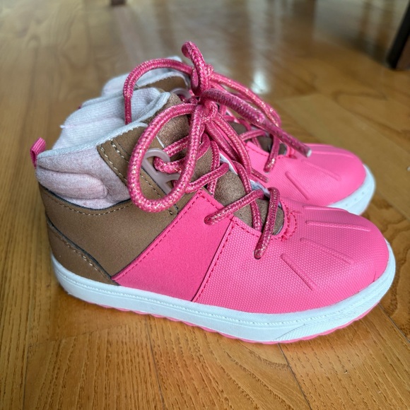 Oshkosh B’gosh Wistman Boots Pink Brown Winter Lace Up Warm Toddler Girls Size 8 - Picture 1 of 11